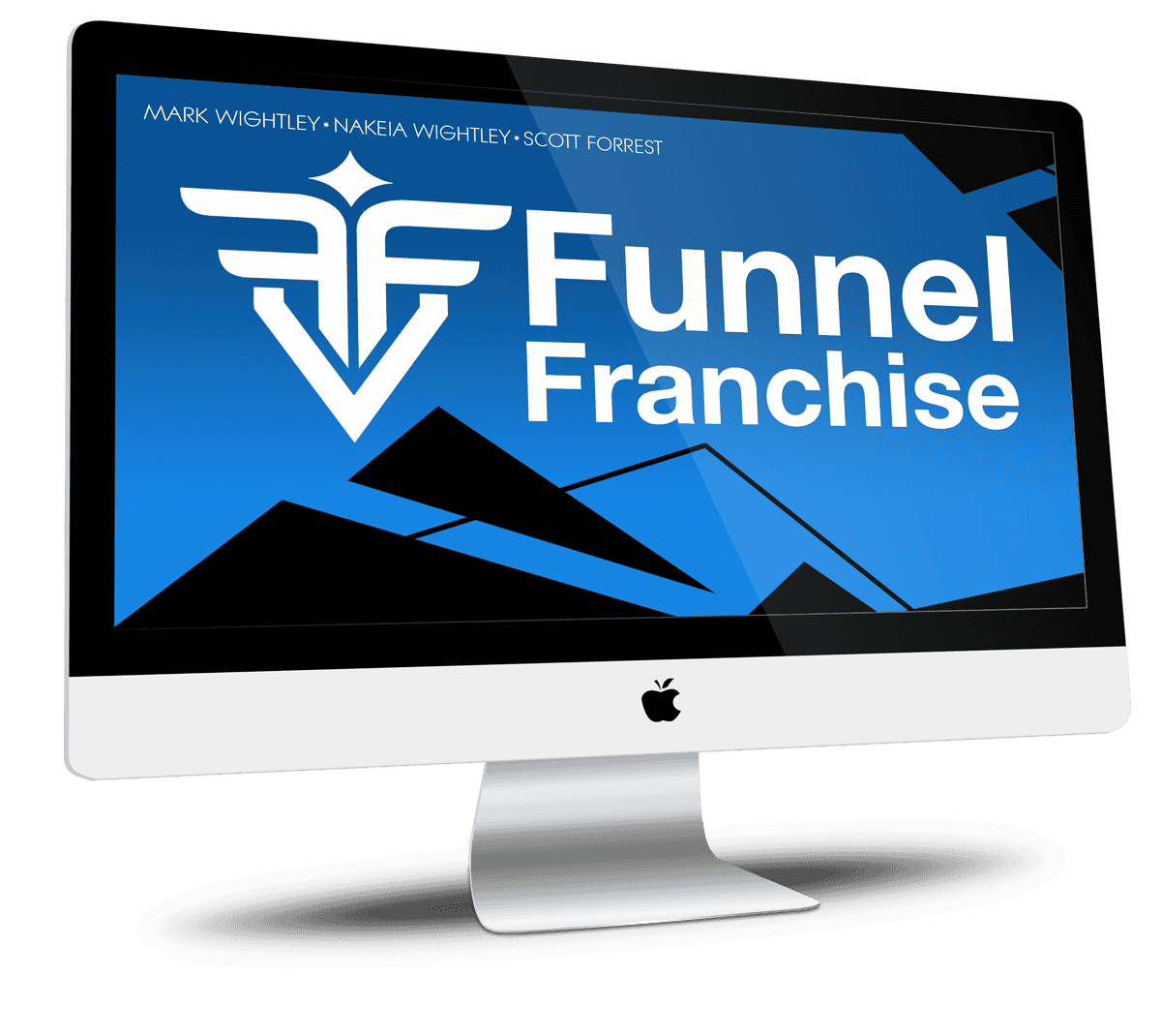 alt="Funnel Franchise dashboard on iMac screen"